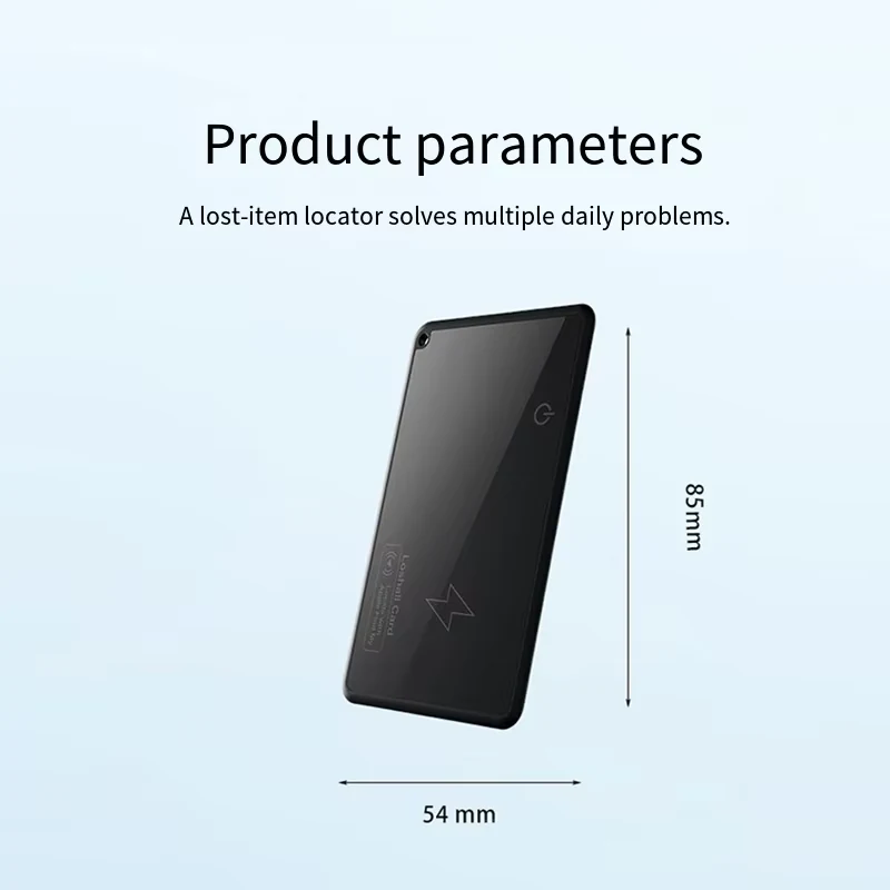 Wallet tracker card product parameters